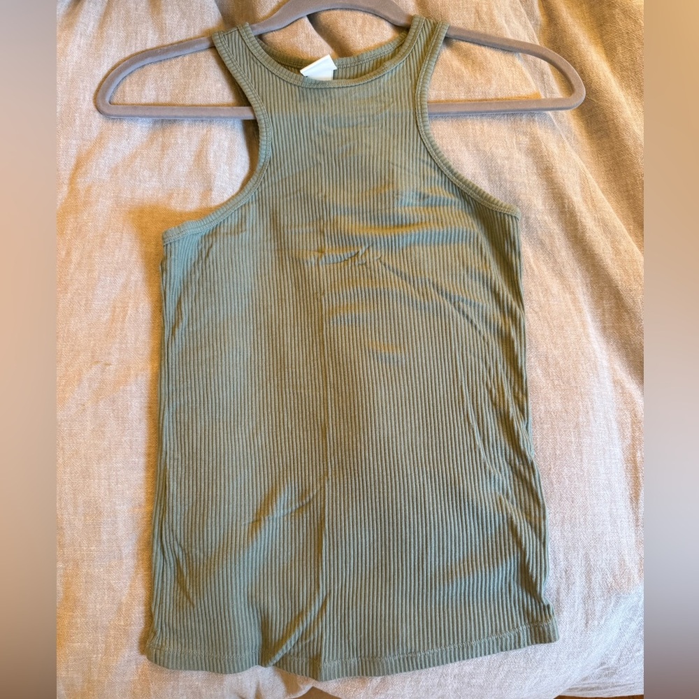 H&M Olive Green Ribbed Tank Top
